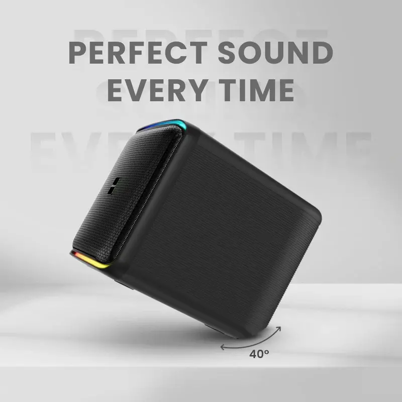 Тонколони, HiFuture Event Horizon Black, 3-Way Speaker System, 100W Output, Built-in DynaBoost Bass Technology, Built-in DC12V Non-Stop Playing Power Socket, Enable Karaoke Dancing Light, Up to 8 Hours Playtime, Bluetooth 5.3, Pair to Play (TWS Mode) - image 1