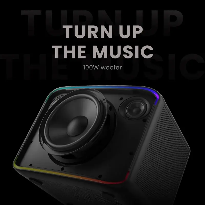 Тонколони, HiFuture Event Horizon Black, 3-Way Speaker System, 100W Output, Built-in DynaBoost Bass Technology, Built-in DC12V Non-Stop Playing Power Socket, Enable Karaoke Dancing Light, Up to 8 Hours Playtime, Bluetooth 5.3, Pair to Play (TWS Mode) - image 3
