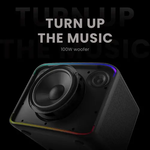 Тонколони, HiFuture Event Horizon Black, 3-Way Speaker System, 100W Output, Built-in DynaBoost Bass Technology, Built-in DC12V Non-Stop Playing Power Socket, Enable Karaoke Dancing Light, Up to 8 Hours Playtime, Bluetooth 5.3, Pair to Play (TWS Mode) - image 3