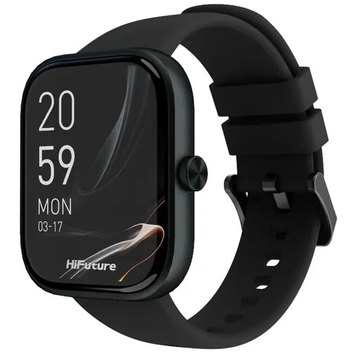 Часовник, HiFuture Lume Black, 1.85 " IPS, Powered by Dual Core, Aerospace-Grade Ultra Light Aluminum Frame, Bluetooth Call, 3D User Interface, 1ATM Waterproof, 24/7 True Heart Rate & Blood Oxygen Sensor, 100+ Sports Mode, Up to 7 days daily use - image 1