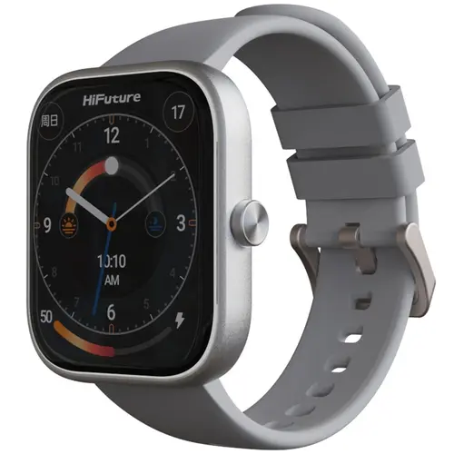 Часовник, HiFuture Lume Silver Grey, 1.85 " IPS, Powered by Dual Core, Aerospace-Grade Ultra Light Aluminum Frame, Bluetooth Call, 3D User Interface, 1ATM Waterproof, 24/7 True Heart Rate & Blood Oxygen Sensor, 100+ Sports Mode, Up to 7 days daily use - image 1
