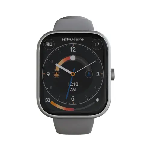 Часовник, HiFuture Lume Silver Grey, 1.85 " IPS, Powered by Dual Core, Aerospace-Grade Ultra Light Aluminum Frame, Bluetooth Call, 3D User Interface, 1ATM Waterproof, 24/7 True Heart Rate & Blood Oxygen Sensor, 100+ Sports Mode, Up to 7 days daily use