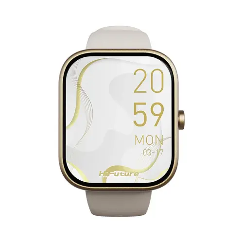 Часовник, HiFuture Lume Champagne Gold, 1.85 " IPS, Powered by Dual Core, Aerospace-Grade Ultra Light Aluminum Frame, Bluetooth Call, 3D User Interface, 1ATM Waterproof, 24/7 True Heart Rate & Blood Oxygen Sensor, 100+ Sports Mode, Up to 7 days daily use