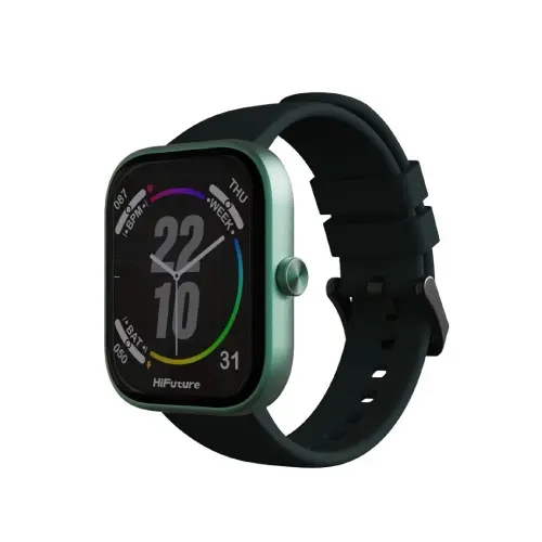 Часовник, HiFuture Lume Dark Green, 1.85 " IPS, Powered by Dual Core, Aerospace-Grade Ultra Light Aluminum Frame, Bluetooth Call, 3D User Interface, 1ATM Waterproof, 24/7 True Heart Rate & Blood Oxygen Sensor, 100+ Sports Mode, Up to 7 days daily use - image 1