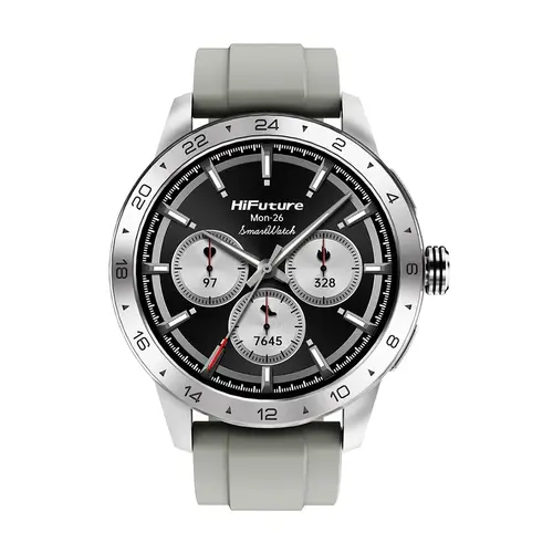 Часовник, HiFuture Flex 2 Silver, 1.39" FHD, 360?360, Bluetooth Call, IP68 Waterproof, 24/7 True Heart Rate & Blood Oxygen Sensor, Up to 10 days daily use, 100+ Sports Mode