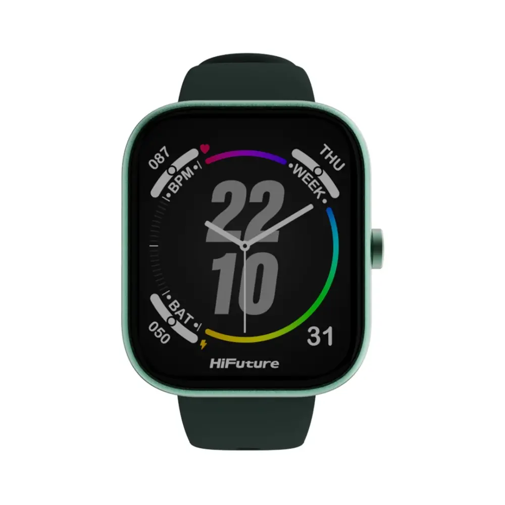 Часовник, HiFuture Lume Pro Dark Green1, 85 " AMOLED, Always on Display, Powered by Dual Core, Aerospace-Grade Ultra Light Aluminum Frame, Bluetooth Call, 3D User Interface, 1ATM Waterproof, 24/7 True Heart Rate & Blood Oxygen Sensor, 100+Sports Mode, Up to 7 days