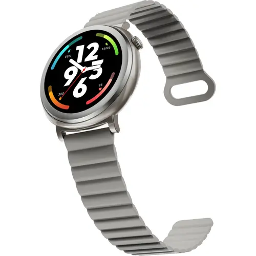 Часовник, HiFuture Aurora Silver, 1.43" AMOLED,  466*466, Powered by Dual Core & Syntra AI, Bluetooth Call, IP68  Waterproof, 24/7 True Heart Rate & Blood Oxygen Sensor, Up to 10 days daily use, Magnetic Strap