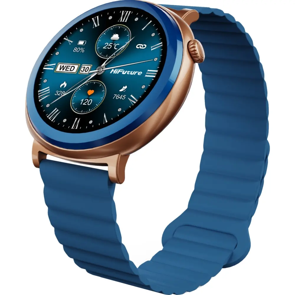 Часовник, HiFuture Aurora Blue, 1.43" AMOLED, 466*466, Powered by Dual Core & Syntra AI, Bluetooth Call, IP68 Waterproof, 24/7 True Heart Rate & Blood Oxygen Sensor, Up to 10 days daily use, Magnetic Strap - image 2
