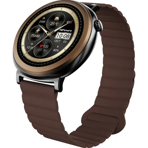 Часовник, HiFuture Aurora Brown, 1.43" AMOLED,  466*466, Powered by Dual Core & Syntra AI, Bluetooth Call, IP68  Waterproof, 24/7 True Heart Rate & Blood Oxygen Sensor, Up to 10 days daily use, Magnetic Strap - image 1