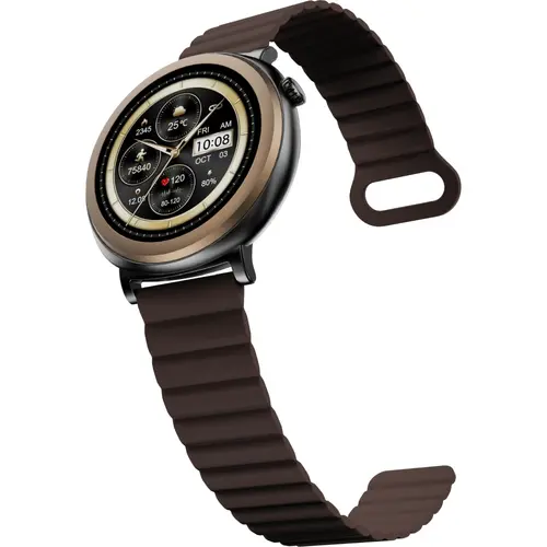 Часовник, HiFuture Aurora Brown, 1.43" AMOLED,  466*466, Powered by Dual Core & Syntra AI, Bluetooth Call, IP68  Waterproof, 24/7 True Heart Rate & Blood Oxygen Sensor, Up to 10 days daily use, Magnetic Strap