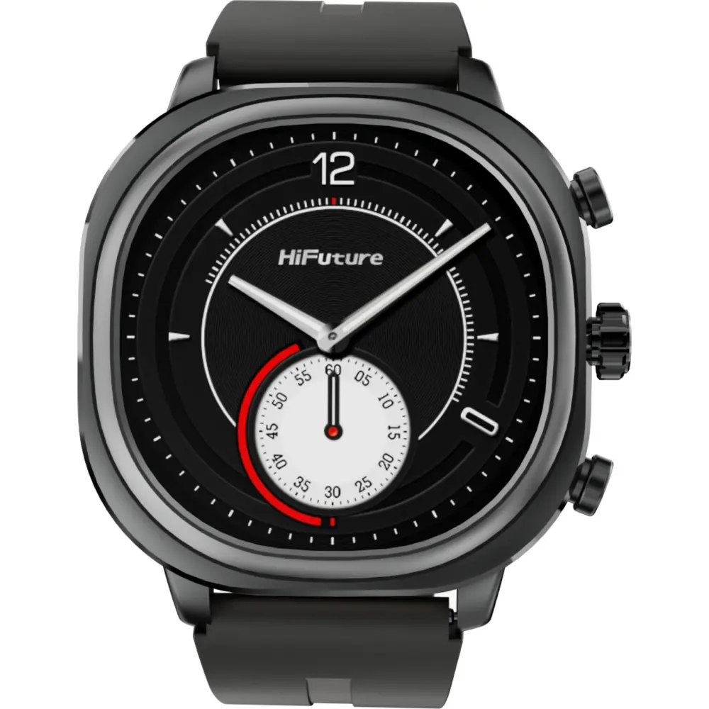 Часовник, HiFuture AIX Lite Black, 1.43" AMOLED, 466*466, Powered by Dual Core & Syntra AI, Bluetooth Call, 1ATM Waterproof, Sixth Generation Health Sensor, Up to 10 days daily use, Extra Fabric Strap inbox - image 1