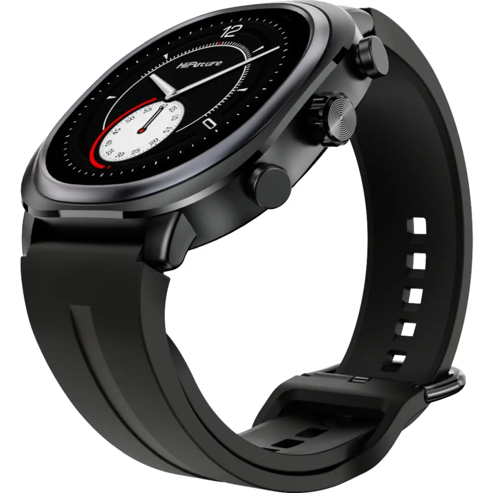 Часовник, HiFuture AIX Lite Black, 1.43" AMOLED, 466*466, Powered by Dual Core & Syntra AI, Bluetooth Call, 1ATM Waterproof, Sixth Generation Health Sensor, Up to 10 days daily use, Extra Fabric Strap inbox - image 2