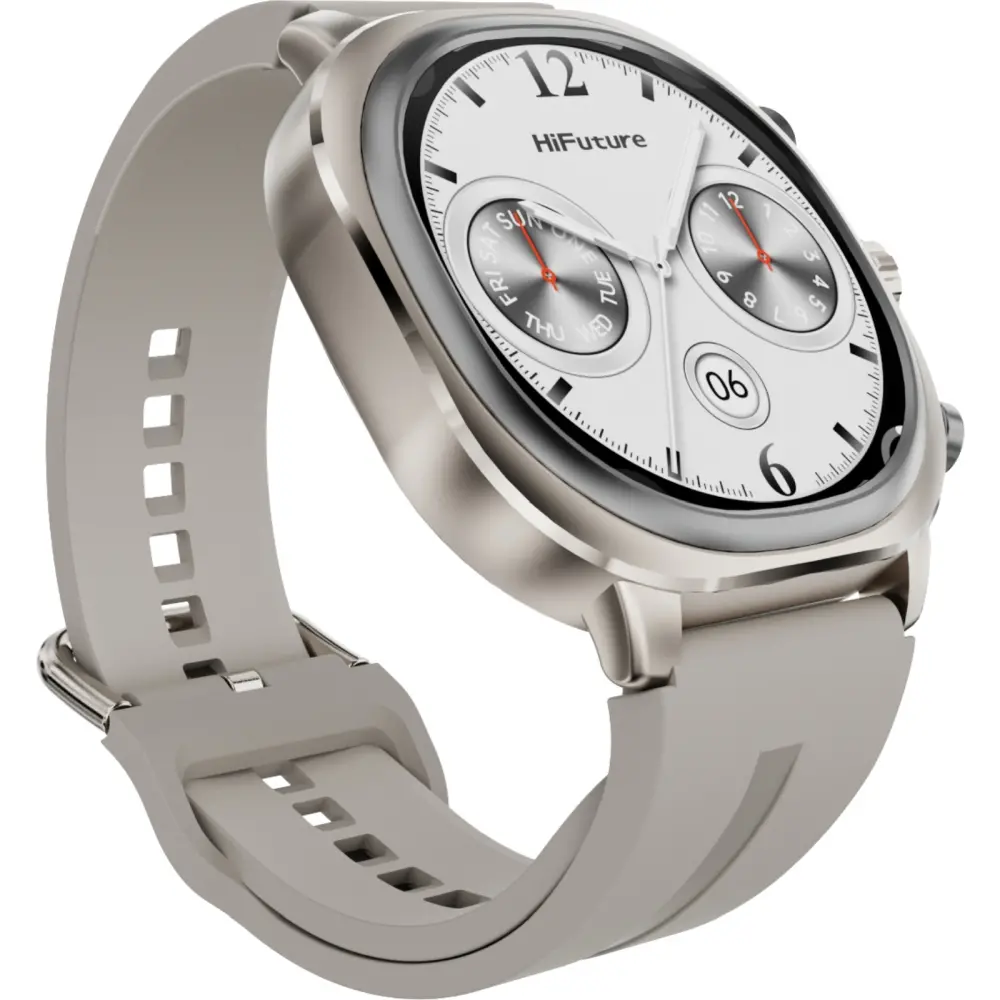 Часовник, HiFuture AIX Lite Champagne Gold,  1.43" AMOLED,  466*466, Powered by Dual Core & Syntra AI, Bluetooth Call, 1ATM Waterproof, Sixth Generation Health Sensor, Up to 10 days daily use, Extra Fabric Strap inbox - image 3