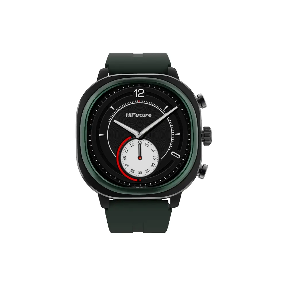 Часовник, HiFuture AIX Lite Green, 1.43" AMOLED, 466*466, Powered by Dual Core & Syntra AI, Bluetooth Call, 1ATM Waterproof, Sixth Generation Health Sensor, Up to 10 days daily use, Extra Fabric Strap inbox - image 1