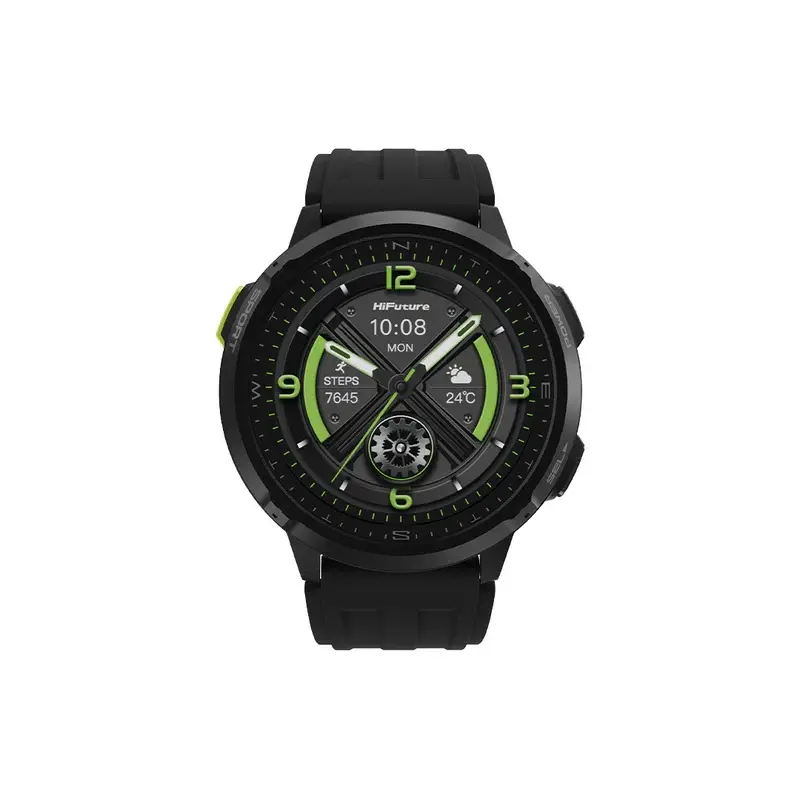 Часовник, HiFuture MIX3 Black, 1.43" AMOLED, 466*466, Powered by Dual Core & Syntra AI, Bluetooth Call, 3ATM Waterproof, Compass & Altimeter, 24/7 True Heart Rate & Blood Oxygen Sensor, Up to 10 days daily use