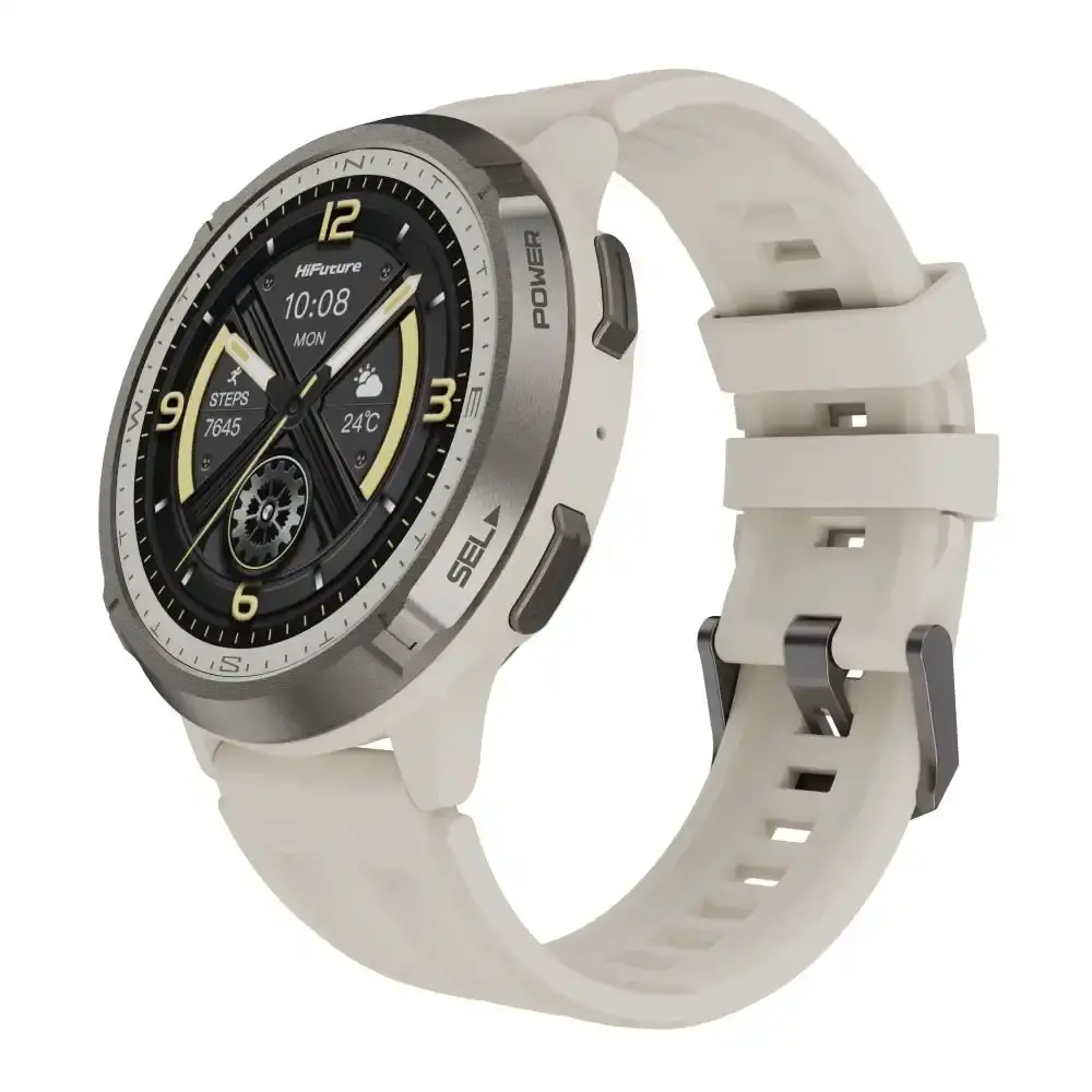 Часовник, HiFuture MIX3 Latte, 1.43" AMOLED, 466*466, Powered by Dual Core & Syntra AI, Bluetooth Call, 3ATM Waterproof, Compass & Altimeter, 24/7 True Heart Rate & Blood Oxygen Sensor, Up to 10 days daily use - image 1