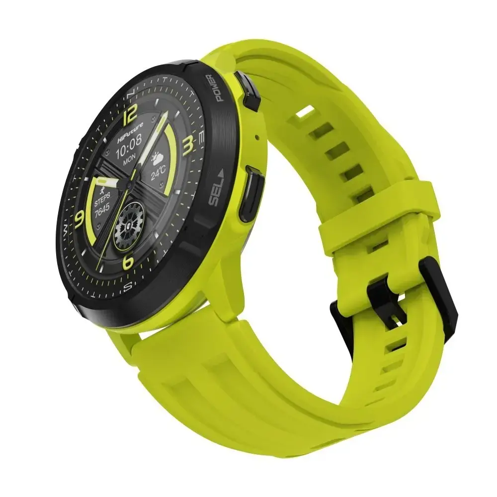 Часовник, HiFuture MIX3 Fluorescent Yellow, 1.43" AMOLED, 466*466, Powered by Dual Core & Syntra AI, Bluetooth Call, 3ATM Waterproof, Compass & Altimeter, 24/7 True Heart Rate & Blood Oxygen Sensor, Up to 10 days daily use - image 1