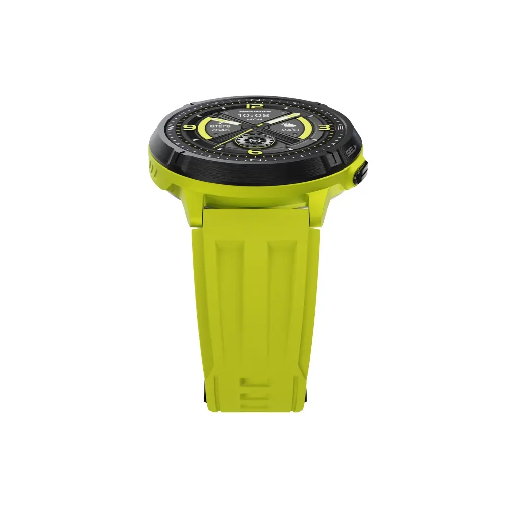 Часовник, HiFuture MIX3 Fluorescent Yellow, 1.43" AMOLED, 466*466, Powered by Dual Core & Syntra AI, Bluetooth Call, 3ATM Waterproof, Compass & Altimeter, 24/7 True Heart Rate & Blood Oxygen Sensor, Up to 10 days daily use - image 2