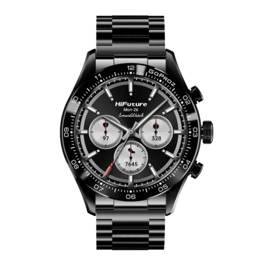 Часовник, HiFuture Go pro 2 Black, 1.32" AMOLED, 466*466, Powered by Dual Core & Syntra AI, Bluetooth Call, 1ATM Waterproof, Sixth Generation Health Sensor, Stainless Steel, Up to 10 days daily use - image 1
