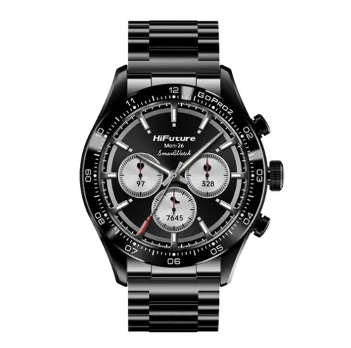 Часовник, HiFuture Go pro 2 Black, 1.32" AMOLED, 466*466, Powered by Dual Core & Syntra AI, Bluetooth Call, 1ATM Waterproof, Sixth Generation Health Sensor, Stainless Steel, Up to 10 days daily use - image 1