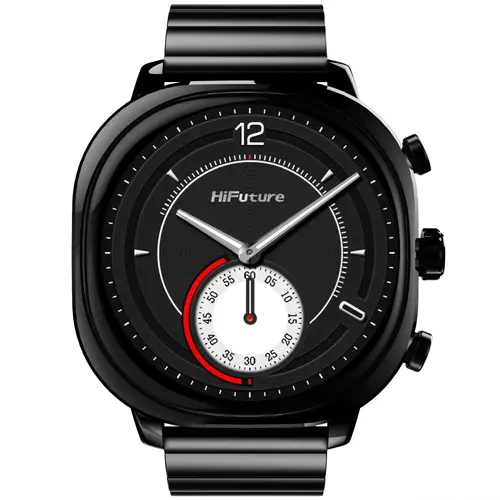 Часовник, HiFuture AIX  Black, 1.43"AMOLED, 466*466, Powered by Dual Core & Syntra AI, Bluetooth Call, 1ATM Waterproof, Sixth Generation Health Sensor, Stainless Steel, Up to 10 days daily use - image 1
