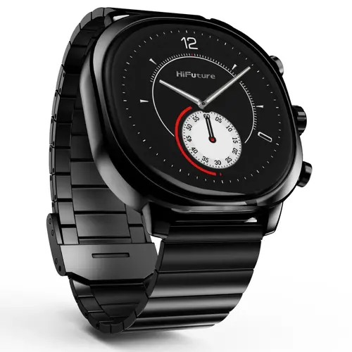 Часовник, HiFuture AIX  Black, 1.43"AMOLED, 466*466, Powered by Dual Core & Syntra AI, Bluetooth Call, 1ATM Waterproof, Sixth Generation Health Sensor, Stainless Steel, Up to 10 days daily use - image 2