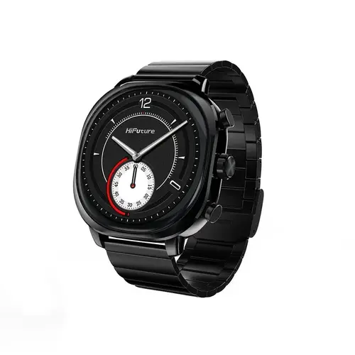 Часовник, HiFuture AIX  Black, 1.43"AMOLED, 466*466, Powered by Dual Core & Syntra AI, Bluetooth Call, 1ATM Waterproof, Sixth Generation Health Sensor, Stainless Steel, Up to 10 days daily use