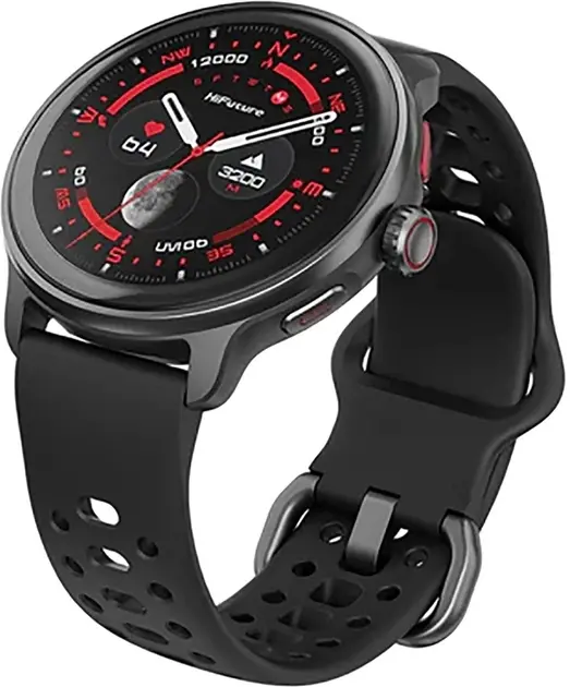 Часовник, HiFuture Vela Black, 1.43" AMOLED , GPS +Compass + Altimeter, 466*466, Support Local Music(100M Space), Support AI Coach for Training, Powered by Dual Core, Bluetooth Call, 5ATM Waterproof,  24/7 True Heart Rate & Blood, Oxygen Sensor, Up to 10days daily - image 1