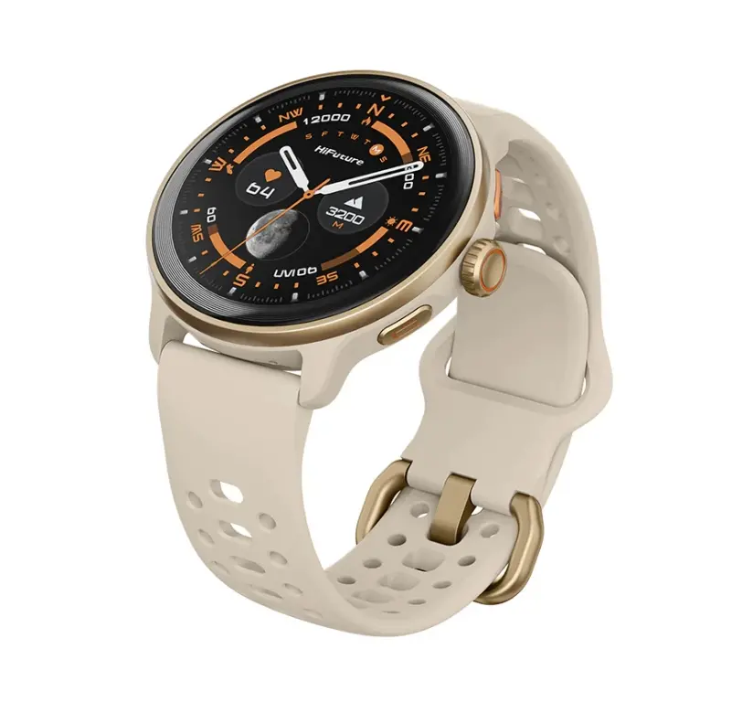 Часовник, HiFuture Vela Latte, 1.43" AMOLED, GPS +Compass + Altimeter, 466*466, Support Local Music(100M Space), Support AI Coach for Training, Powered by Dual Core, Bluetooth Call, 5ATM Waterproof,  24/7 True Heart Rate & Blood, Oxygen Sensor, Up to 10 days daily - image 2