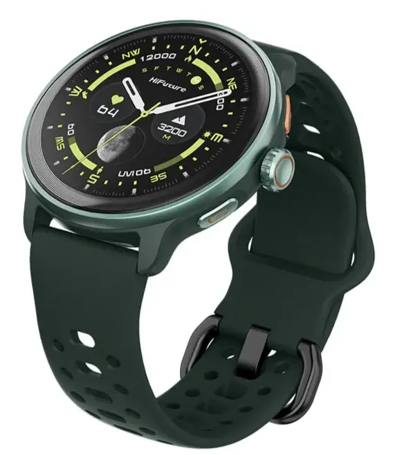 Часовник, HiFuture Vela Dark Green, 1.43" AMOLED, GPS +Compass + Altimeter, 466*466, Support Local Music(100M Space), Support AI Coach for Training, Powered by Dual Core, Bluetooth Call, 5ATM Waterproof, 24/7 True Heart Rate & Blood, Oxygen Sensor, Up to 10 days - image 3