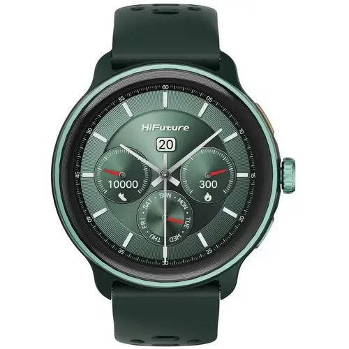 Часовник, HiFuture Vela Dark Green, 1.43" AMOLED, GPS +Compass + Altimeter, 466*466, Support Local Music(100M Space), Support AI Coach for Training, Powered by Dual Core, Bluetooth Call, 5ATM Waterproof, 24/7 True Heart Rate & Blood, Oxygen Sensor, Up to 10 days