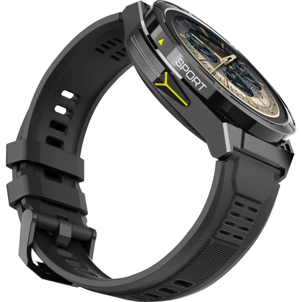 Часовник, HiFuture Active Black Yellow, *1.43"  AMOLED, Dual Band GPS +Compass + Altimeter 466*466, Powered by Dual Core & Syntra AI, Bluetooth Call, 5ATM Waterproof, 24/7 True Heart Rate & Blood Oxygen Sensor, Up to 10 days daily use - image 2