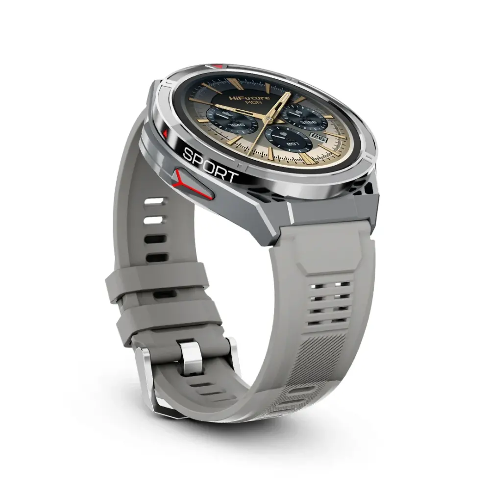 Часовник, HiFuture Active Silver, *1.43" AMOLED, Dual Band GPS +Compass + Altimeter 466*466, Powered by Dual Core & Syntra AI, Bluetooth Call, 5ATM Waterproof, 24/7 True Heart Rate & Blood Oxygen Sensor, Up to 10 days daily use - image 2