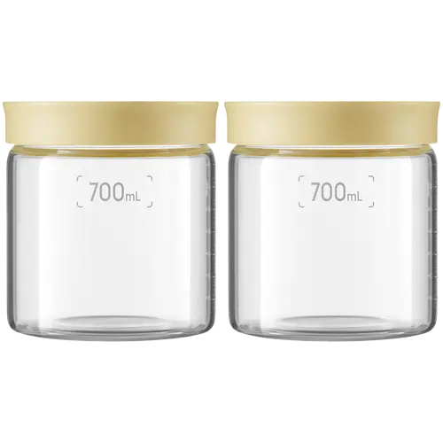 BUYDEEM Glass storage box 700ml x2, model CS1014, color Mellow Yellow