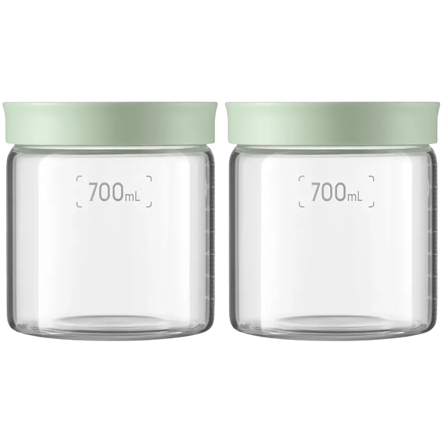BUYDEEM Glass storage box 700ml x2, model CS1014, color Cozy Greenish