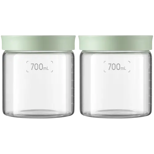 BUYDEEM Γυάλινο δοχείο αποθήκευσης 700ml x2, μοντέλο CS1014, χρώμα Cozy Greenish - 1