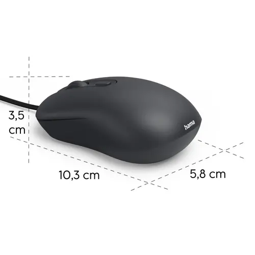 Mouse optic HAMA CM-200, cu 4 butoane, silențios, cu cablu, negru - 12