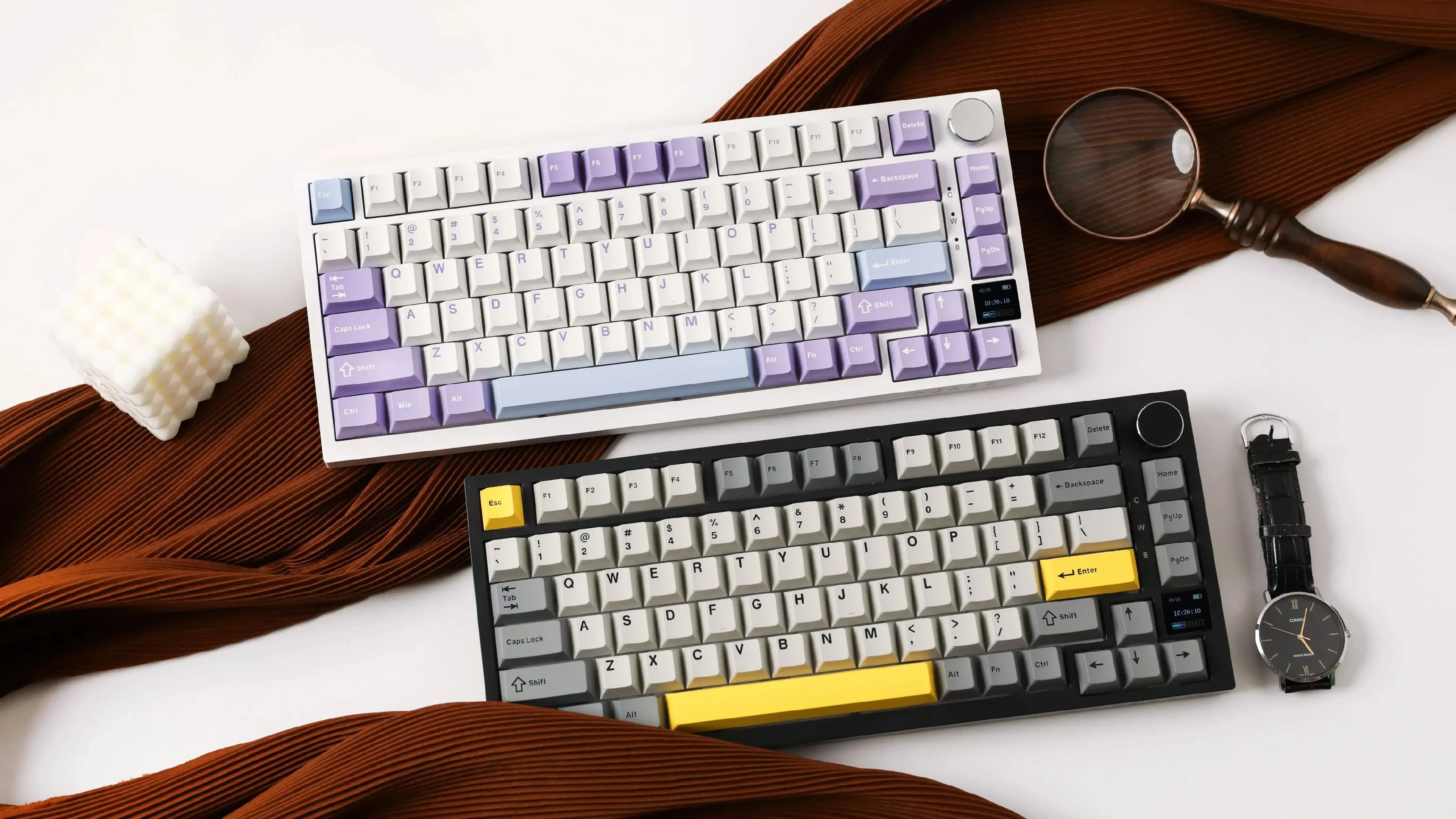 Ajazz геймърска механична клавиатура Wireless Gaming Mechanical Keyboard AK820 PRO - Flying Fish [Linear] (English US), Purple - image 6