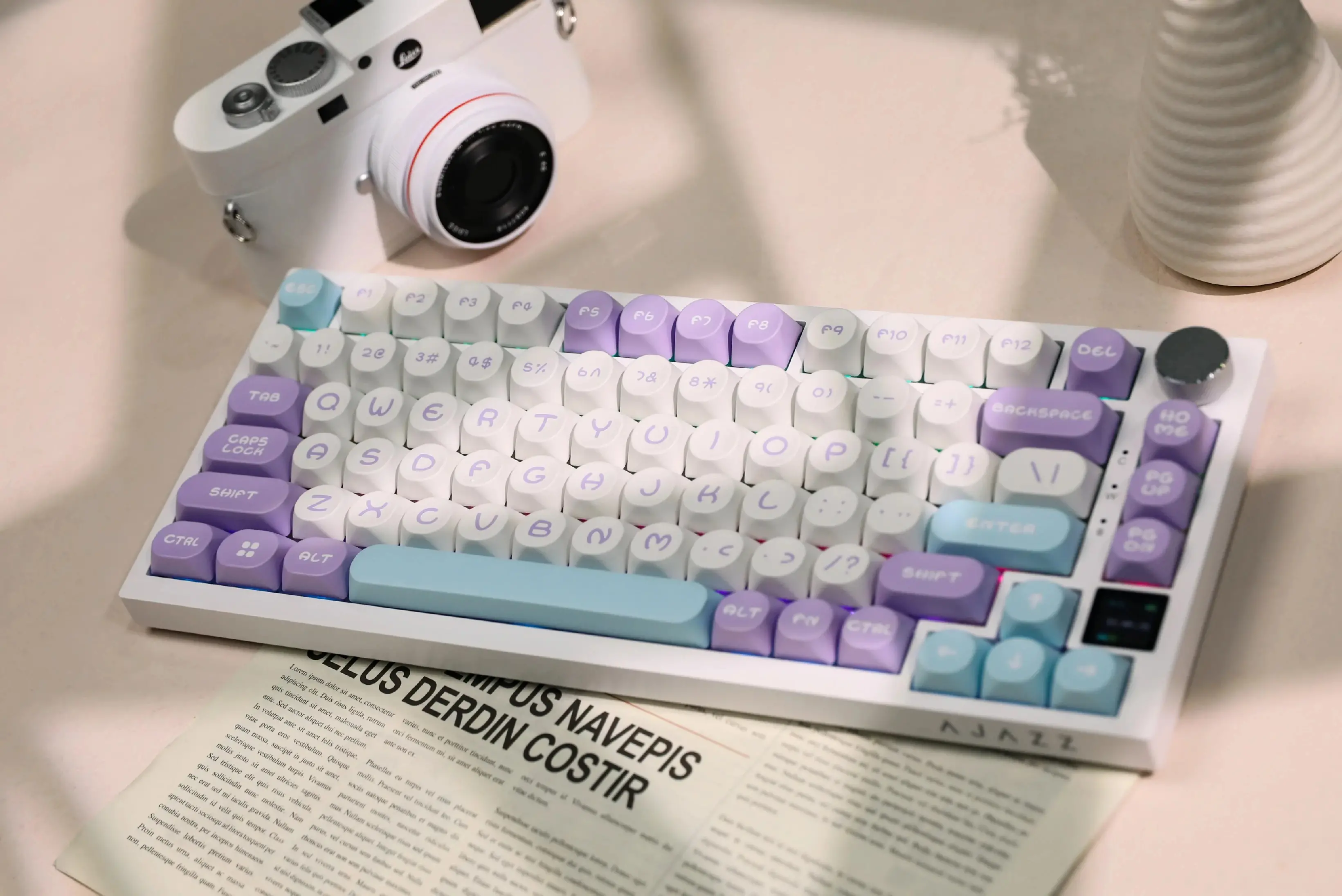 Ajazz tastatură mecanică de gaming Wireless Gaming Mechanical Keyboard AK820 PRO - Flying Fish [Linear] (Engleză US), Mov - image 7