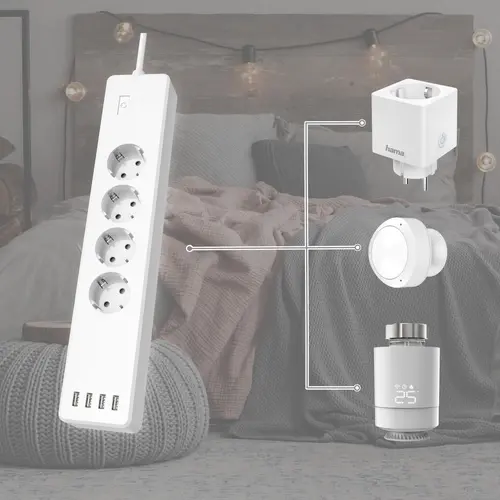 HAMA Смарт разклонител Wi-Fi  2.4Ghz, 4 гнезда, 4xUSB, 1.7 m, бял - image 10