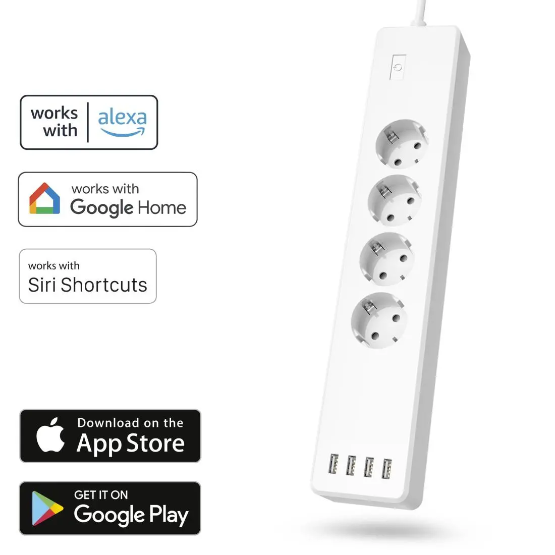 HAMA Смарт разклонител Wi-Fi 2.4Ghz, 4 гнезда, 4xUSB, 1.7 m, бял - image 4