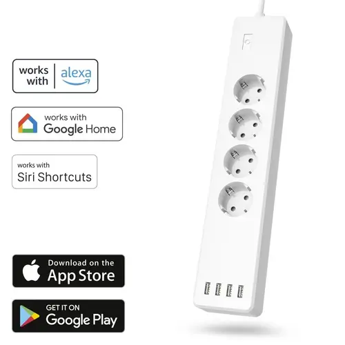 HAMA Έξυπνος πολύπριζο Wi-Fi 2.4Ghz, 4 υποδοχές, 4xUSB, 1.7 m, λευκό - 5