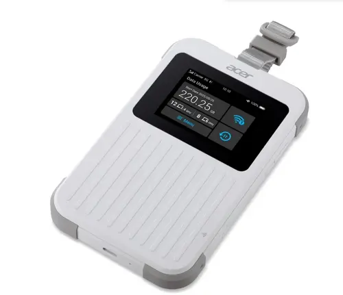 Accesoriu, Acer Wi-Fi 5G Mobile Hotspot cu Nano SIM (4FF), eSIM cu până la 10 profiluri, până la 20 de dispozitive conectate folosind 6GHz, baterie - 2