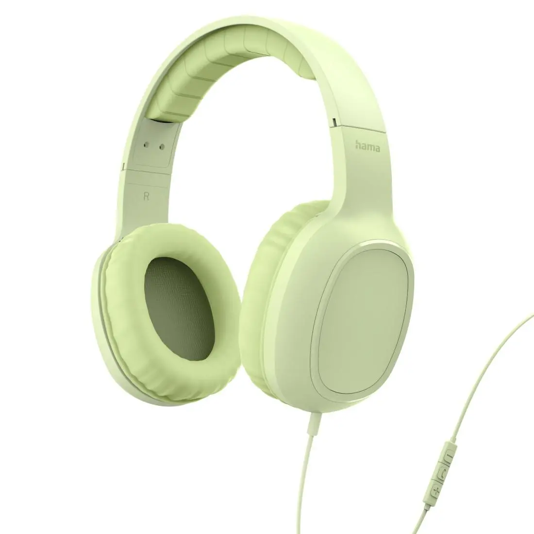 HAMA Ακουστικά με μικρόφωνο "Fun C", USB-C, οδηγός καλωδίου από τη μία πλευρά, πράσινα
