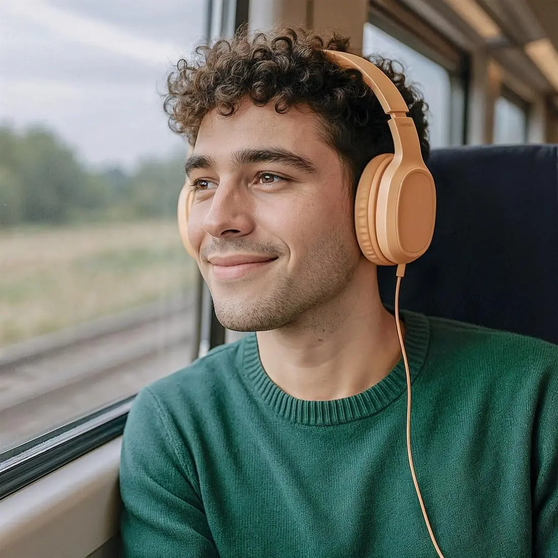 HAMA Ακουστικά με μικρόφωνο "Fun C", USB-C, οδηγός καλωδίου από τη μία πλευρά, Πορτοκαλί - image 3