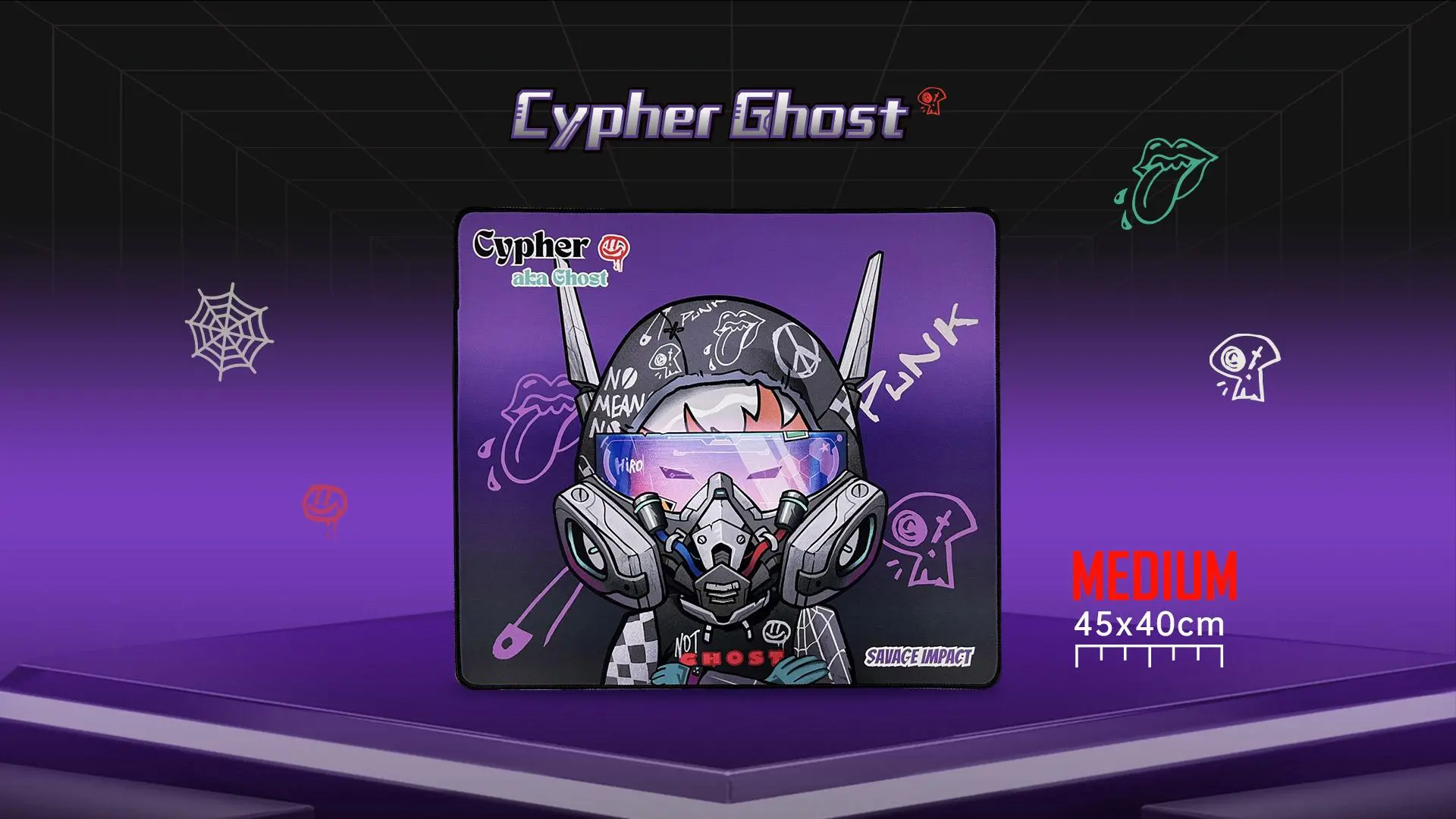 Mousepad gaming A4 Bloody BP-45W Cypher Ghost - 450 x 400 x 5mm