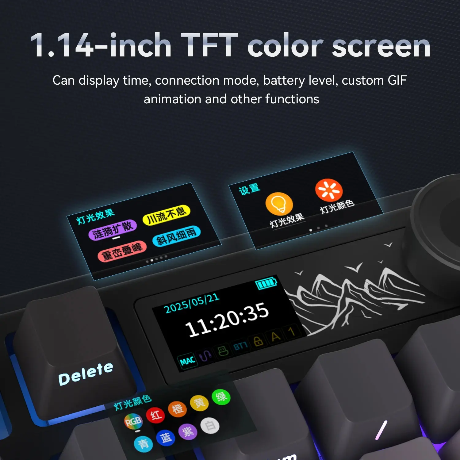 Ajazz геймърска механична клавиатура Wireless Gaming Mechanical Keyboard AK980 V2 - Gift Switch [Linear] (English US), Black, Gray - image 10
