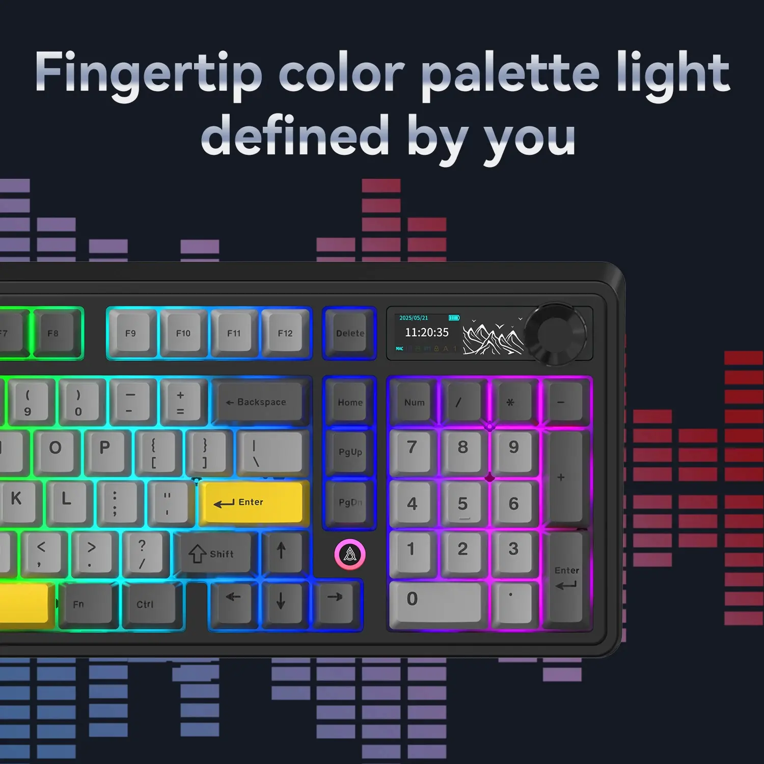 Ajazz геймърска механична клавиатура Wireless Gaming Mechanical Keyboard AK980 V2 - Gift Switch [Linear] (English US), Black, Gray - image 12