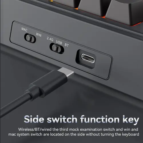 Ajazz геймърска механична клавиатура Wireless Gaming Mechanical Keyboard AK980 V2 - Gift Switch [Linear] (English US), Black, Gray - image 13