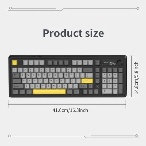 Ajazz геймърска механична клавиатура Wireless Gaming Mechanical Keyboard AK980 V2 - Gift Switch [Linear] (English US), Black, Gray - image 14